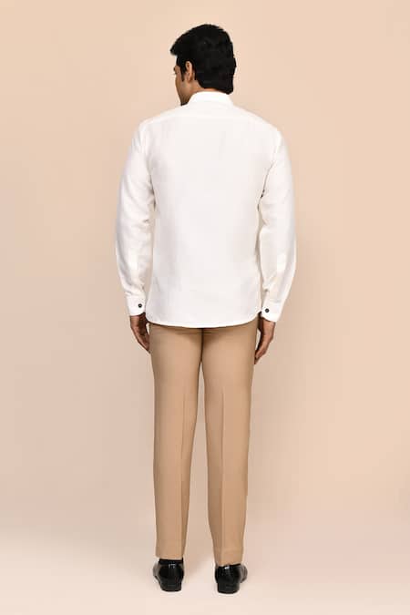 Aryavir Malhotra Floral Embroidered Off White Shirt 