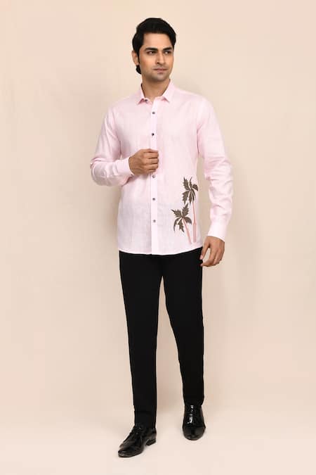 Aryavir Malhotra Pink Linen Cotton Shirt 
