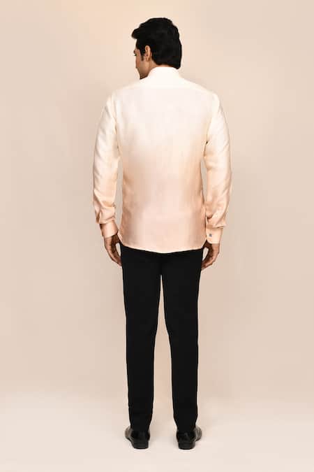 Aryavir Malhotra Cream & Beige Shaded Hand Work Shirt 