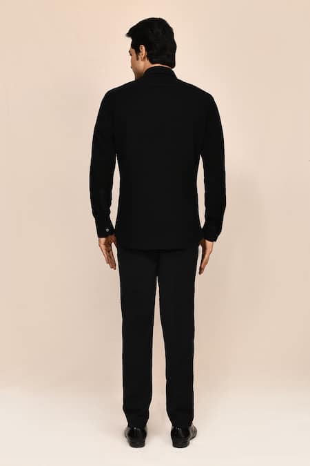 Aryavir Malhotra Black Terry Rayon Shirt 