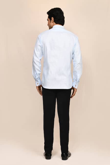 Aryavir Malhotra Sky Blue Hand Work Shirt 