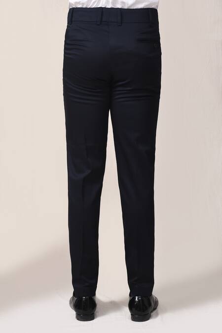 Aryavir Malhotra_Navy Cotton, Lycra Blue Pant _Online_at_Aza_Fashions