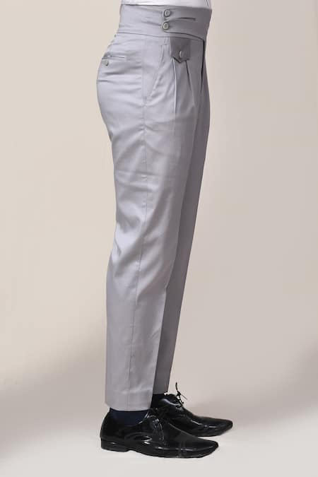 Aryavir Malhotra_Gray Cotton, Spandex Grey Lycra Pant _Online_at_Aza_Fashions