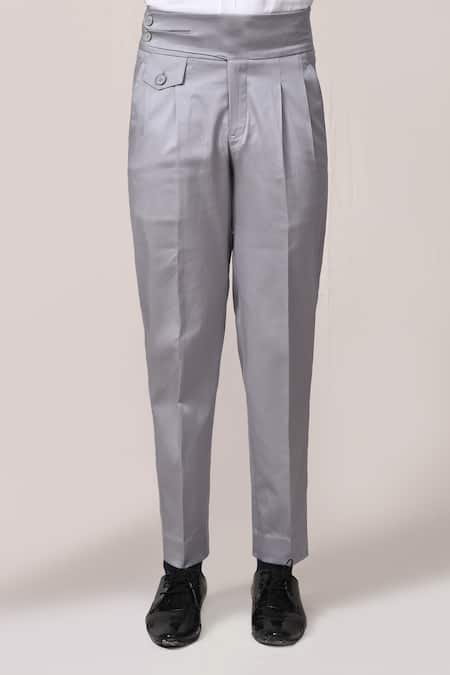 Aryavir Malhotra Grey Cotton Lycra Pant 