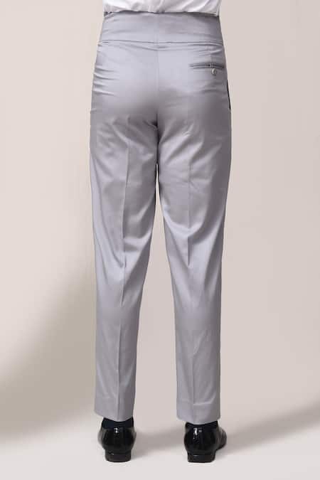 Buy_Aryavir Malhotra_Gray Cotton, Spandex Grey Lycra Pant _Online_at_Aza_Fashions