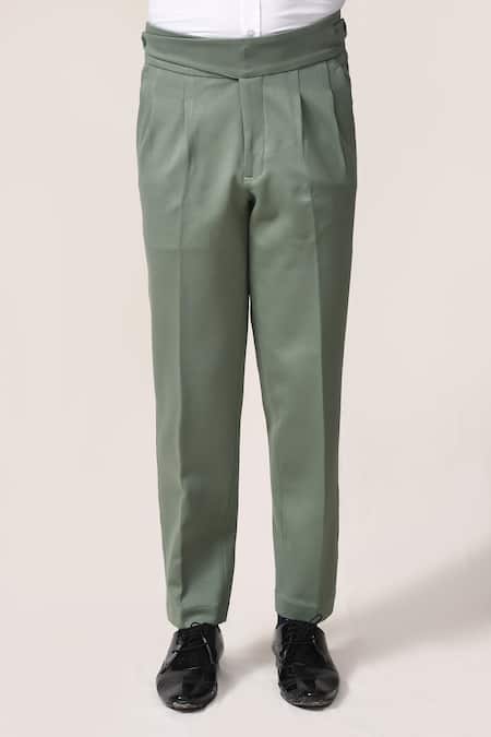 Aryavir Malhotra Olive Green Korean Lycra Pant 