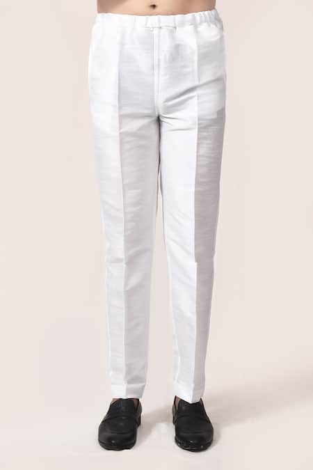 Shop_Arihant Rai Sinha_Black Thread Work Kurta And White Pant Set _Online_at_Aza_Fashions