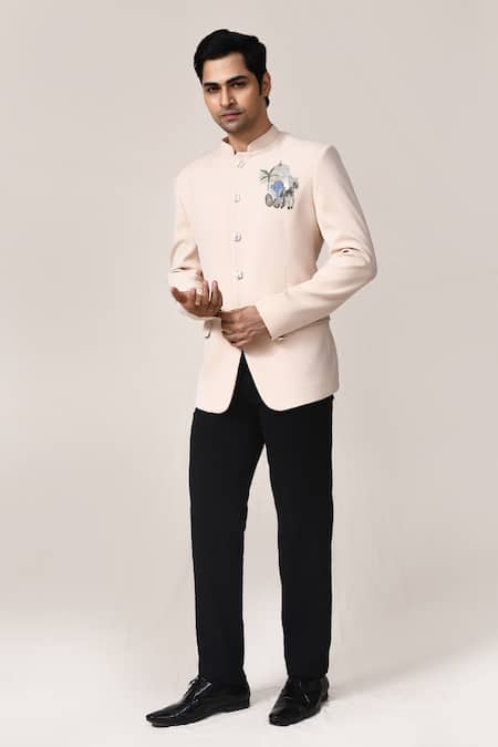 Aryavir Malhotra Cream Bandhgala & Black Pant Set 