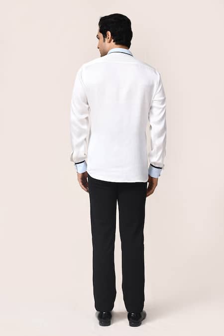 Aryavir Malhotra White Linen Satin Shirt 