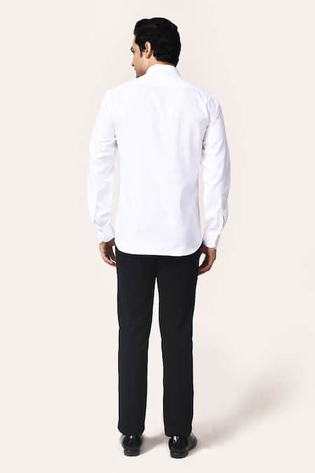 Aryavir Malhotra White Half Sun Embroidered Shirt 