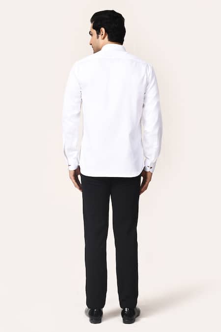 Aryavir Malhotra White Giza Cotton Hand Work Shirt 