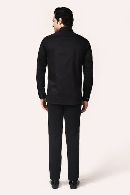 Aryavir Malhotra Black Hand Embroidered Shirt 