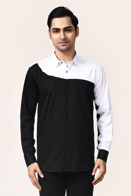 Aryavir Malhotra Color Block Giza Cotton Shirt