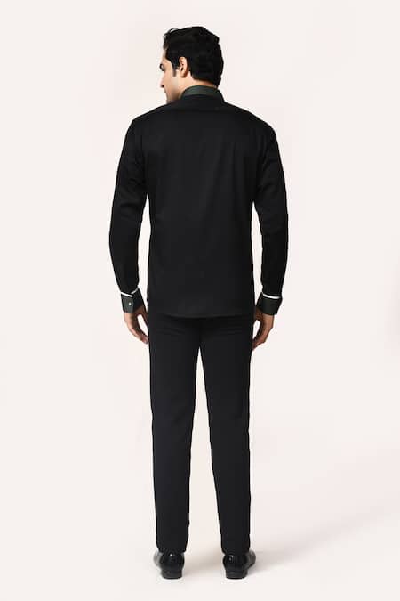 Aryavir Malhotra Green & Wine Giza Cotton Shirt 