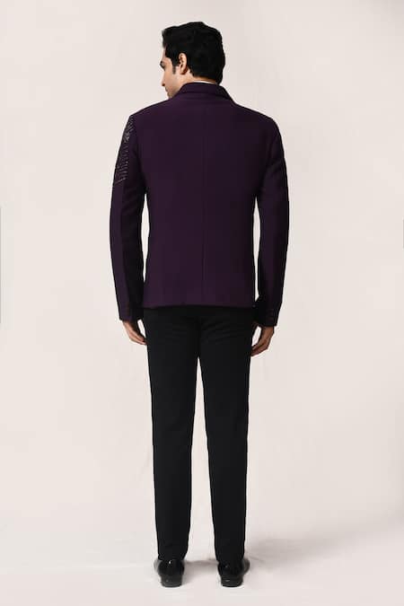 Aryavir Malhotra Dark Purple Jari Work Suit Set 