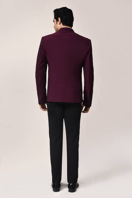 Aryavir Malhotra Wine Jari Work Suit Set 