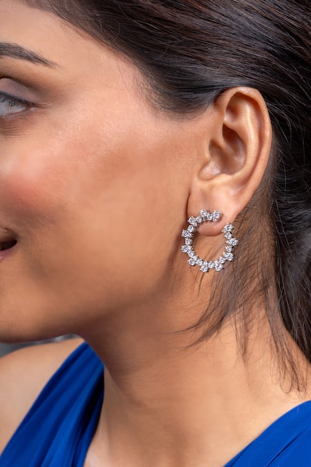 Ananta Jewels_Silver Plated Triangles And Diamonds Earrings _Online_at_Aza_Fashions