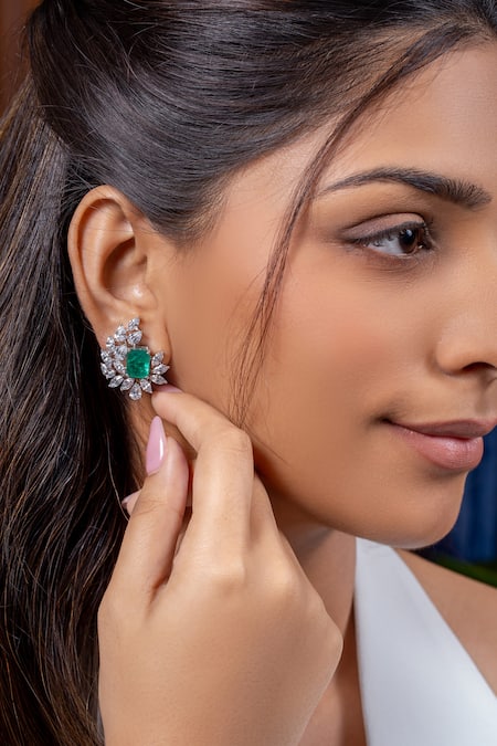 Ananta Jewels Marquise & Emeralds Studs 