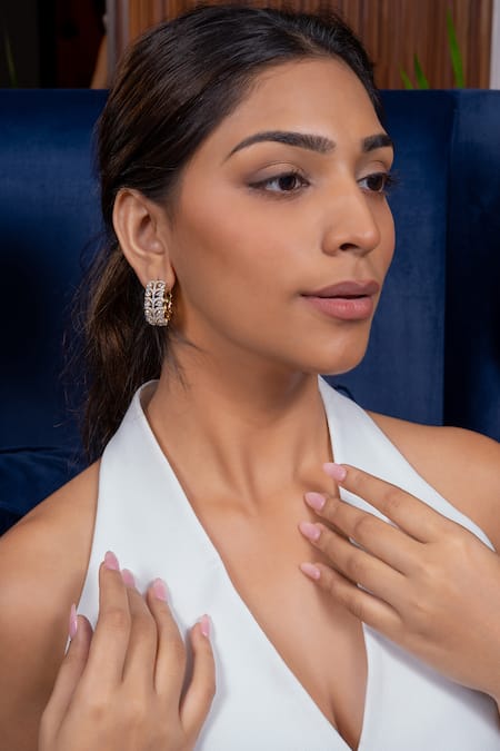 Ananta Jewels Tulip Embellished Hoops 