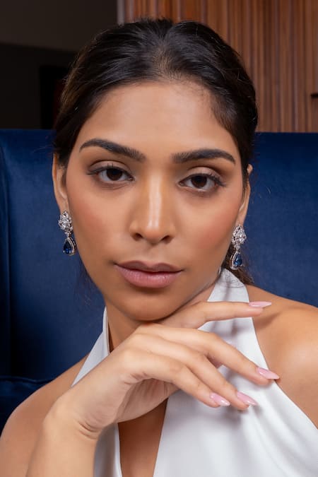 Ananta Jewels_Blue Stones Marquise And Sapphires Earrings _Online_at_Aza_Fashions