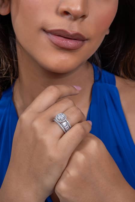 Ananta Jewels Embellished Baguette Ring 