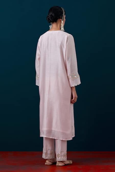 Shop Anantaa By Roohi Floral Buds Embroidered Kurta & Pant Set at Aza Fashions Shop_Anantaa By Roohi_Floral Buds Embroidered Kurta & Pant Set _at_Aza_Fashions