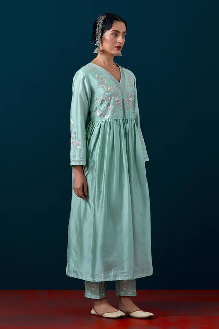 Buy_Anantaa By Roohi_Placement Embroidered Anarkali With Pant _Online_at_Aza_Fashions