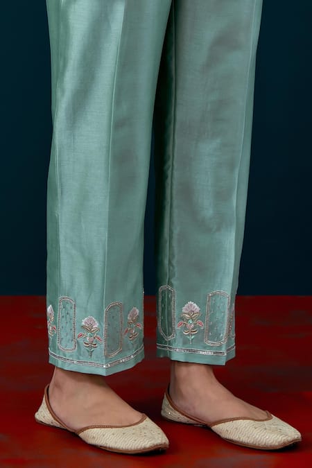 Shop_Anantaa By Roohi_Placement Embroidered Anarkali With Pant _Online_at_Aza_Fashions