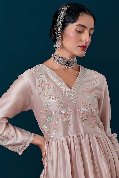 Buy Anantaa By Roohi Floral Placement Embroidered Anarkali With Pant Online at Aza Fashions Buy_Anantaa By Roohi_Floral Placement Embroidered Anarkali With Pant _Online_at_Aza_Fashions