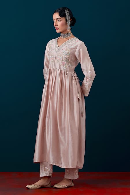 Shop Anantaa By Roohi Floral Placement Embroidered Anarkali With Pant Online at Aza Fashions Shop_Anantaa By Roohi_Floral Placement Embroidered Anarkali With Pant _Online_at_Aza_Fashions