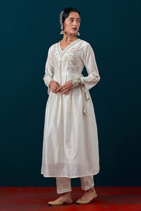 Shop Anantaa By Roohi Embroidered Gathered Anarkali With Pant Online at Aza Fashions Shop_Anantaa By Roohi_Embroidered Gathered Anarkali With Pant _Online_at_Aza_Fashions