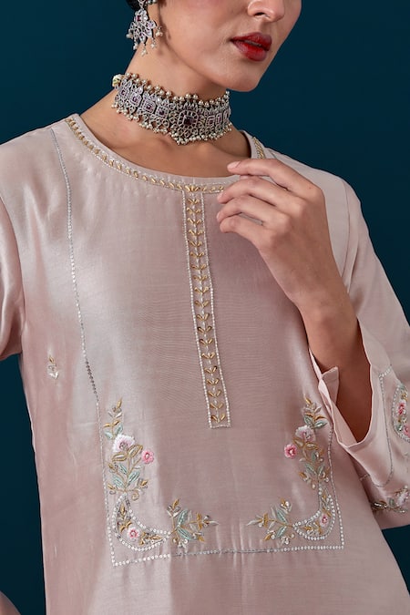 Anantaa By Roohi_Purple , , Sequins, Florette Kurta With Pant _at_Aza_Fashions