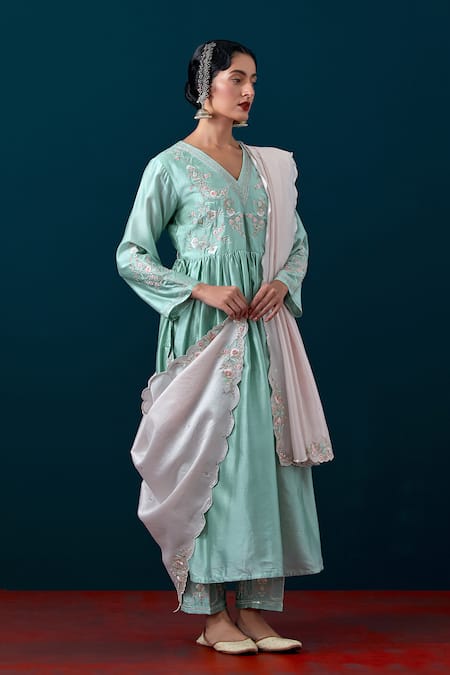 Shop_Anantaa By Roohi_Silk Chanderi Embroidered Dupatta _Online_at_Aza_Fashions