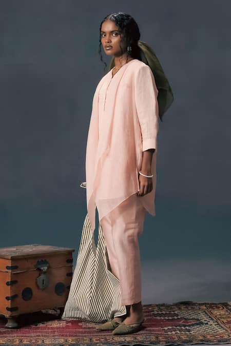 Arcvsh By Pallavi Singh Old Rose Pink Double Layer Shirt 
