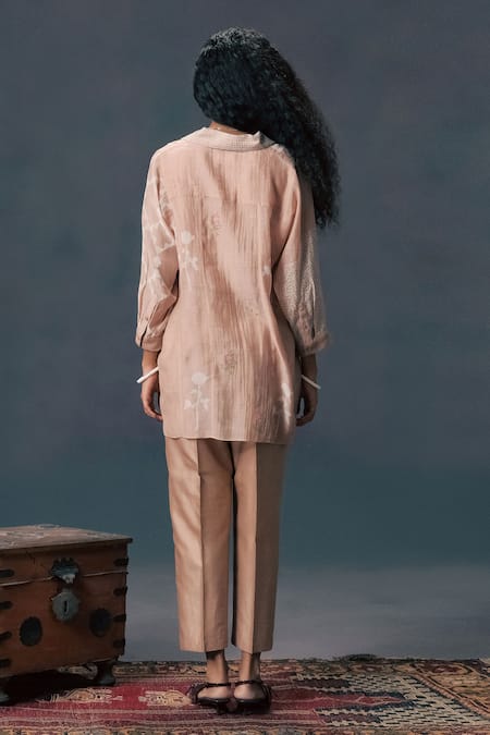 Arcvsh By Pallavi Singh Mocha Mousse Discharge Print Shirt Set 