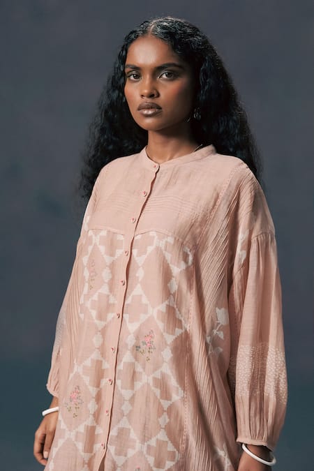 Arcvsh By Pallavi Singh Mocha Mousse Discharge Print Shirt & Slip 