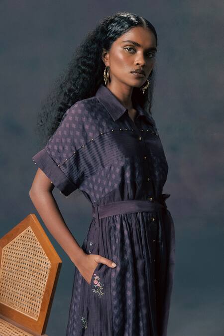 Arcvsh By Pallavi Singh Lavender Brocade, Organza Embroidery Collared Lace Dress Online at Aza Fashions Arcvsh By Pallavi Singh_Lavender Brocade, Organza Embroidery Collared Lace Dress _Online_at_Aza_Fashions