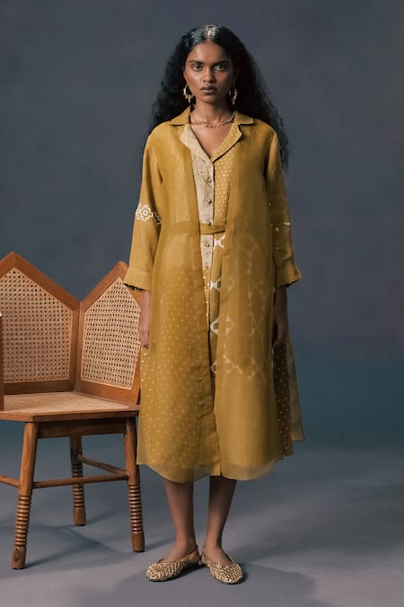 Arcvsh By Pallavi Singh Moss Green Double Layer Dress 