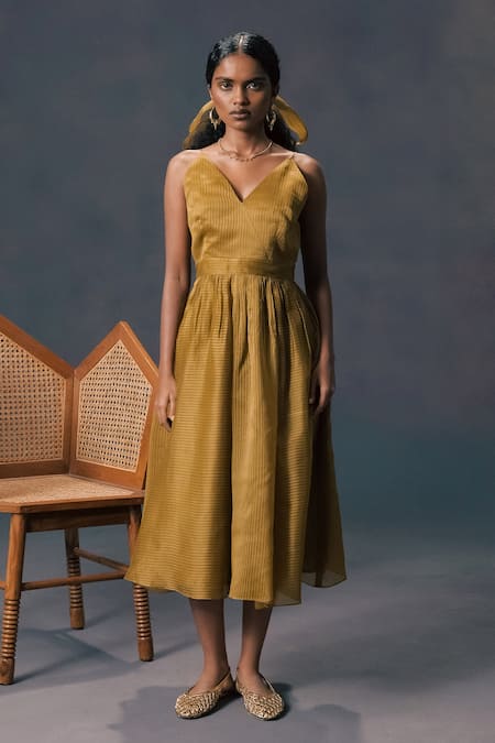 Shop_Arcvsh By Pallavi Singh_Mauve Organza Embroidery Round Neck, Moss Green Jacket And Strap Dress _Online_at_Aza_Fashions