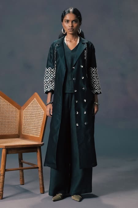 Arcvsh By Pallavi Singh Green Silk Chanderi Embroidered Set 