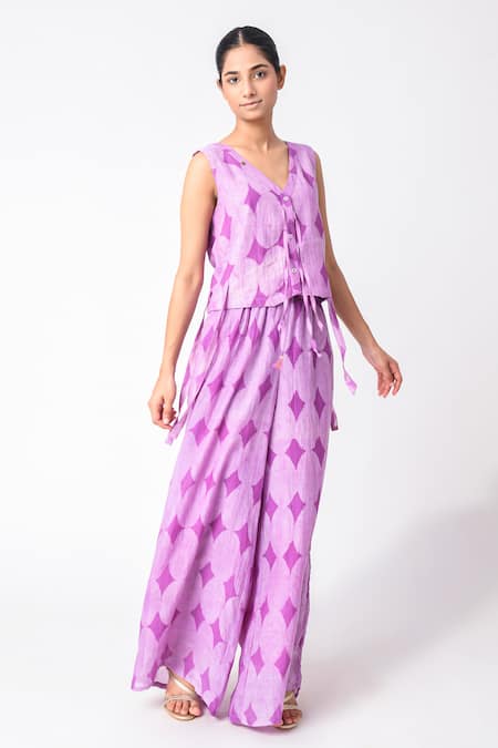 JAYATI GOENKA Chanderi Silk Printed Vest & Pant Set 