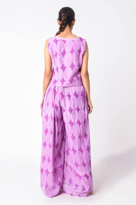 JAYATI GOENKA Chanderi Silk Printed Vest & Pant Set 