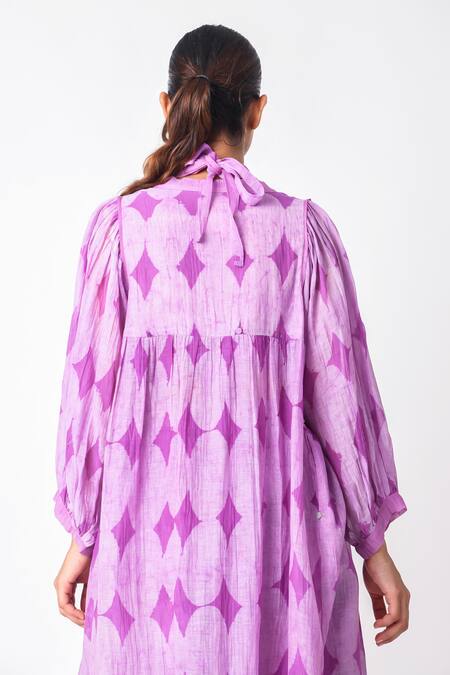 Buy JAYATI GOENKA Purple Chanderi Silk V-neck, Collared Printed Jacket Pant Set Buy_JAYATI GOENKA_Purple Chanderi Silk V-neck, Collared Printed Jacket Pant Set