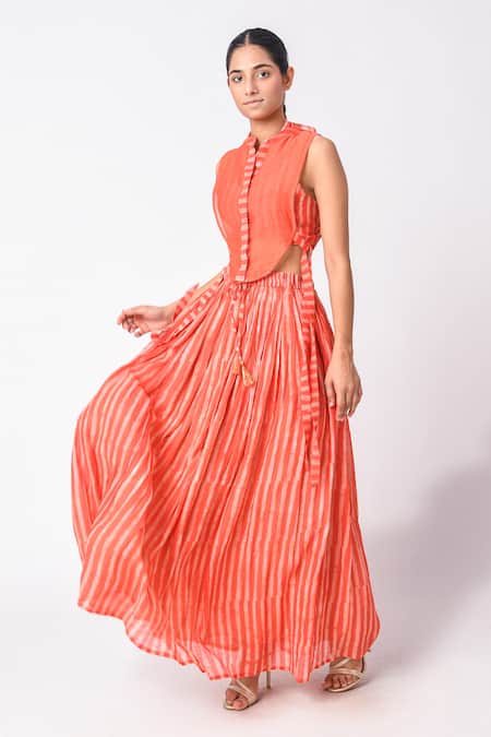 Jayati Goenka Chanderi Silk Skirt Set With Overlay