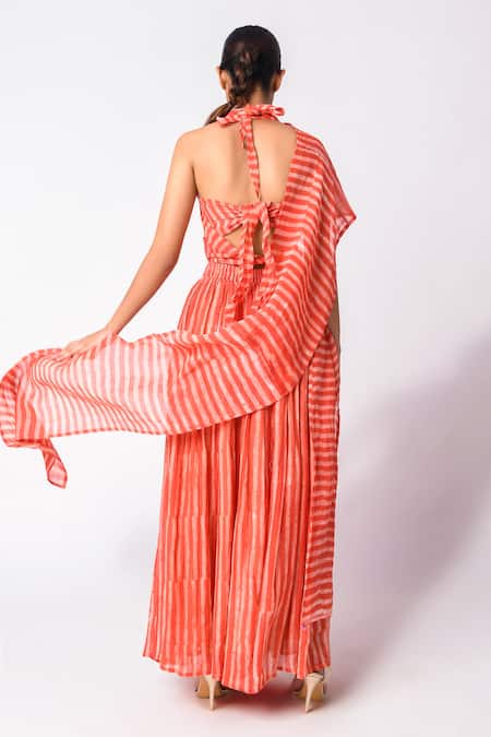 JAYATI GOENKA Chanderi Silk Printed Wrap Top Skirt Set 