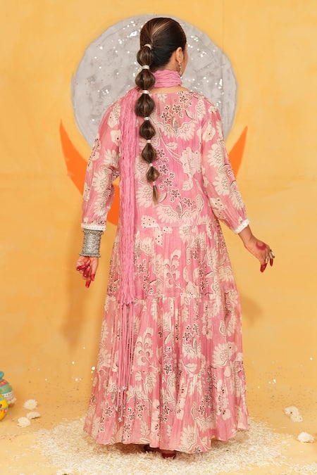 Jyoti Bansal Floral Print Anarkali With Stole 