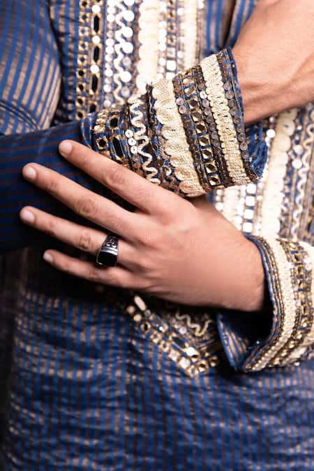 Kaaj Button_Bajirao Mirror Work Kurta Set _Online_at_Aza_Fashions