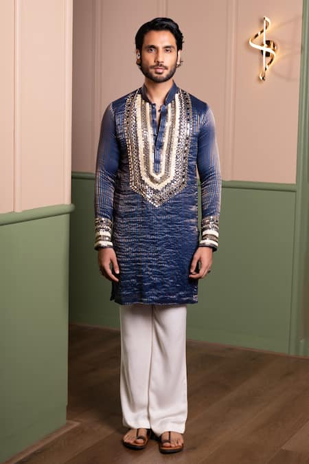 Kaaj Button Bajirao Mirror Work Kurta Set 