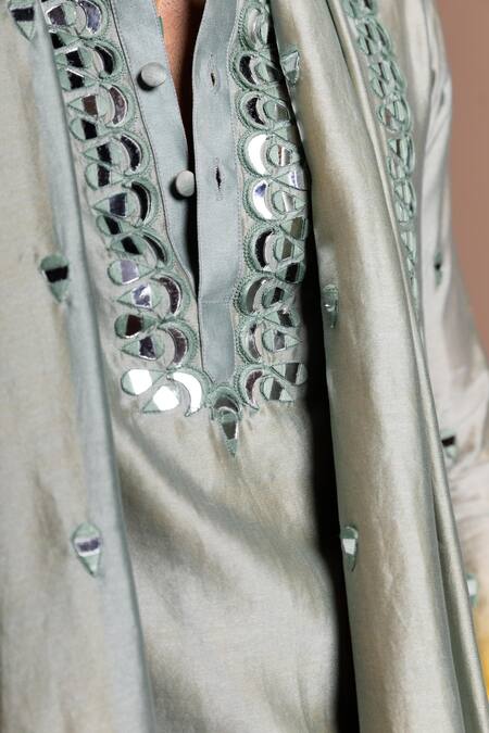 Buy_Kaaj Button_Balloon Mirror Ombre Kurta Set _Online_at_Aza_Fashions