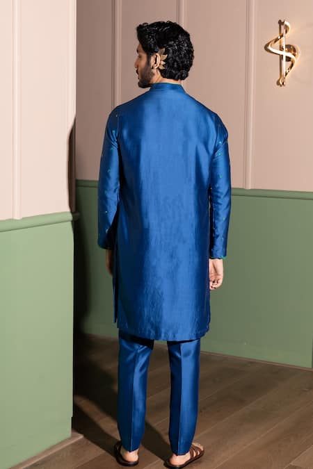 Kaaj Button Tassel Drop Kurta Set 